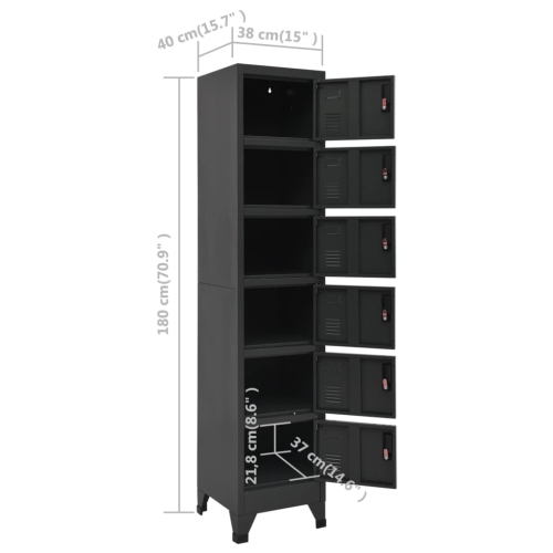 vidaXL Locker Cabinet Anthracite 38x40x180 cm Steel