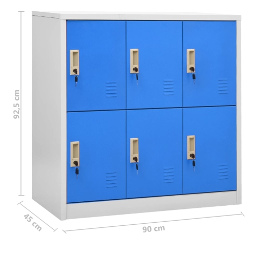 vidaXL Locker Cabinets 2 pcs Light Grey and Blue 90x45x92.5 cm Steel