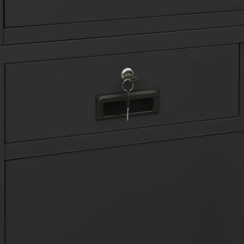 vidaXL Office Cabinet Anthracite 90x40x180 cm Steel and Tempered Glass