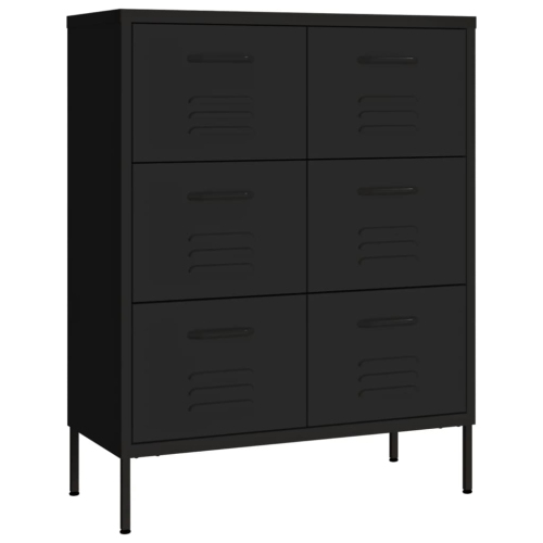 VIDAXL  Drawer Cabinet 80X35X101.5 Cm Steel In Black