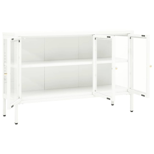 vidaXL Sideboard White 105x35x70 cm Steel and Glass