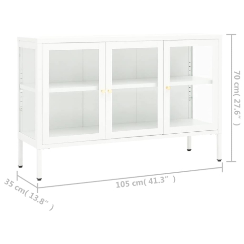 vidaXL Sideboard White 105x35x70 cm Steel and Glass