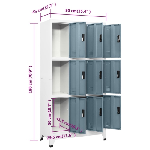 vidaXL Locker Cabinet Light Grey and Dark Grey 90x45x180 cm Steel