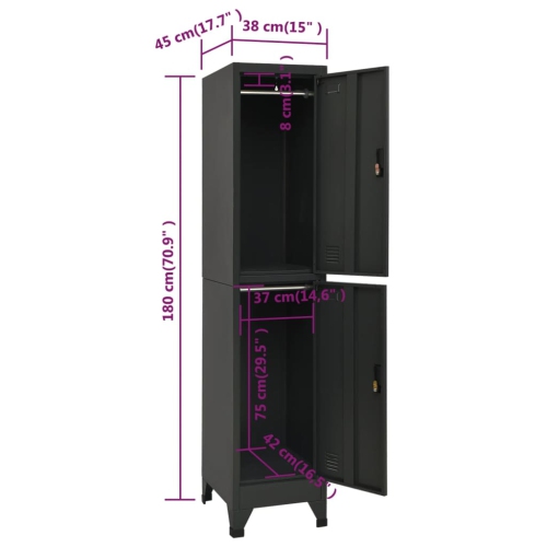 vidaXL Locker Cabinet Anthracite 38x45x180 cm Steel
