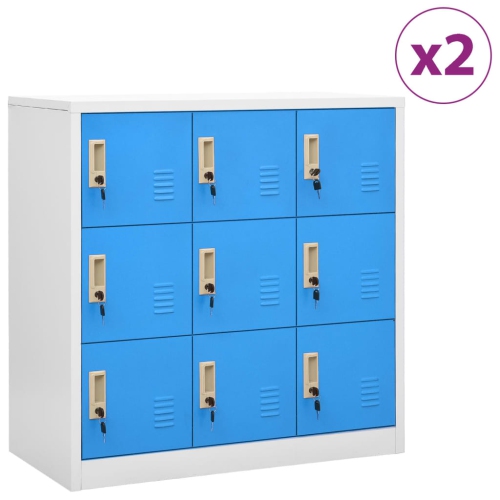 VIDAXL  Locker Cabinets 2 PCs Light Grey And 90X45X92.5 Cm Steel In Blue