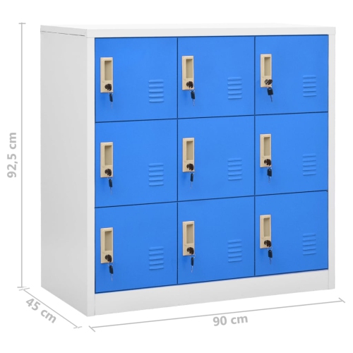 vidaXL Locker Cabinets 2 pcs Light Grey and Blue 90x45x92.5 cm Steel