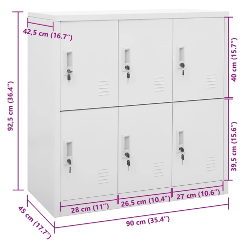 vidaXL Locker Cabinet Light Grey 90x45x92.5 cm Steel