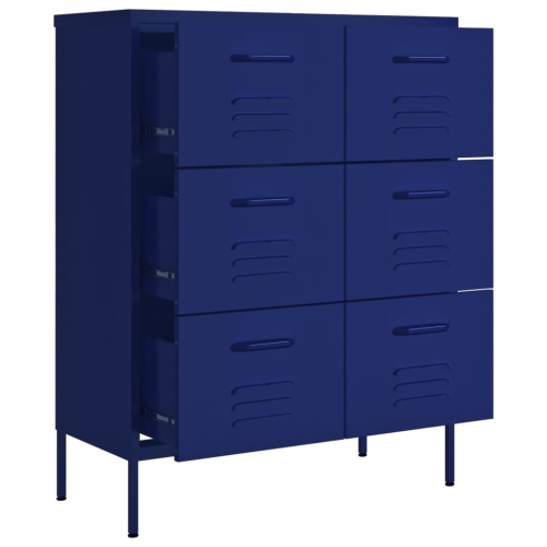vidaXL Drawer Cabinet Navy Blue 80x35x101.5 cm Steel