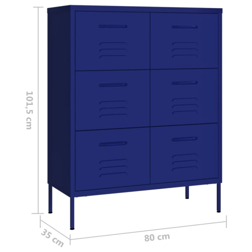 vidaXL Drawer Cabinet Navy Blue 80x35x101.5 cm Steel