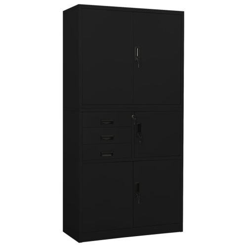 VIDAXL  Office Cabinet 90X40X180 Cm Steel In Black