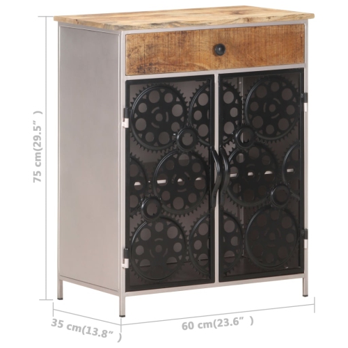 vidaXL Sideboard 60x35x75 cm Rough Mango Wood & Iron