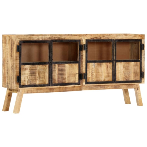 VIDAXL  Sideboard And Black 160X30X80 Cm Solid Rough Mango Wood In Brown