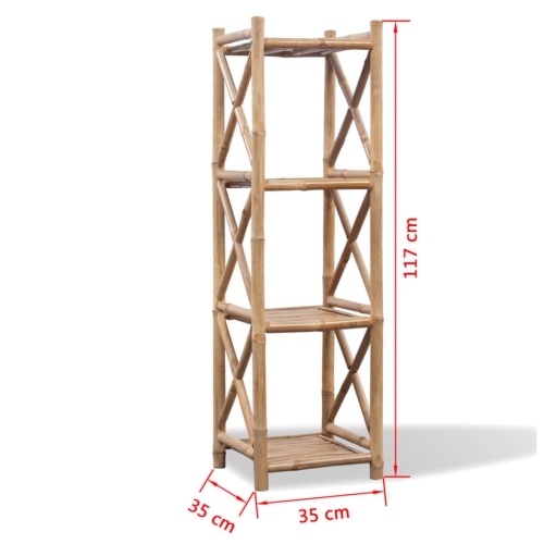 vidaXL 4-Tier Square Bamboo Shelf