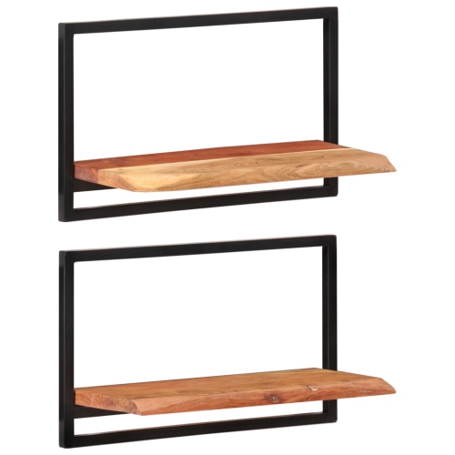 VIDAXL  Wall Shelves 2 PCs 60X25X35 Cm Solid Wood Acacia And Steel