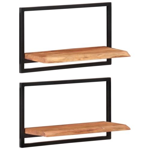 Tablettes murales vidaXL 2 pièces 60 x 25x 35 cm bois massif Acacia et acier