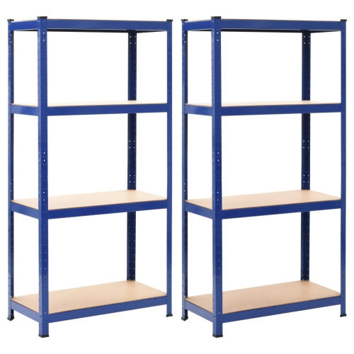 VIDAXL  Storage Shelves 2 PCs 80X40X160 Cm Steel And Mdf In Blue