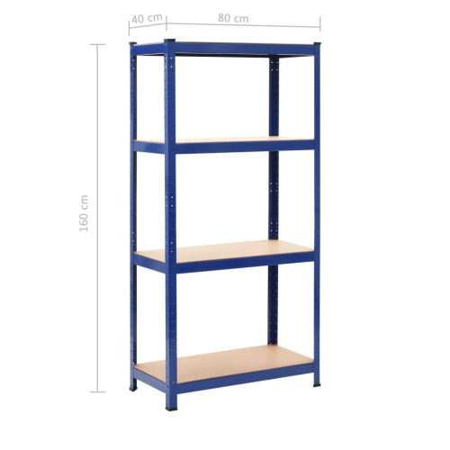 vidaXL Storage Shelves 2 pcs Blue 80x40x160 cm Steel and MDF