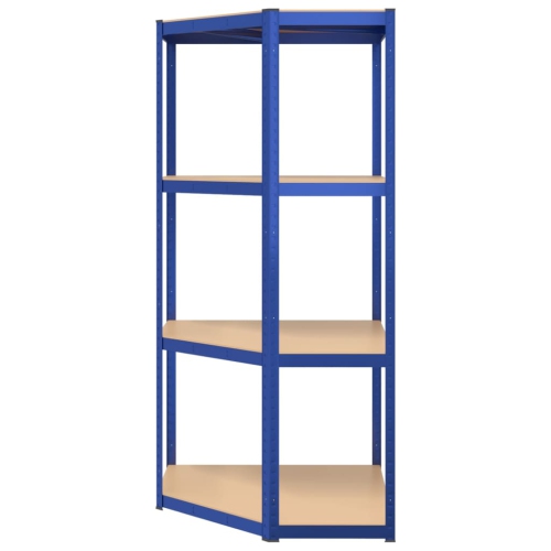 vidaXL 4-Layer Corner Shelf Blue Steel&Engineered Wood