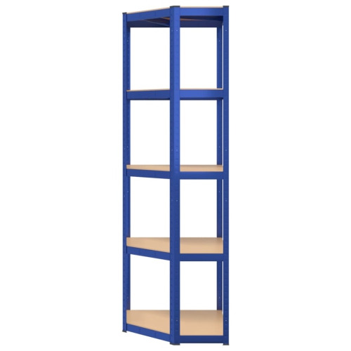 vidaXL 5-Layer Corner Shelf Blue Steel&Engineered Wood
