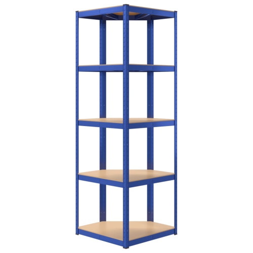 vidaXL 5-Layer Corner Shelf Blue Steel&Engineered Wood