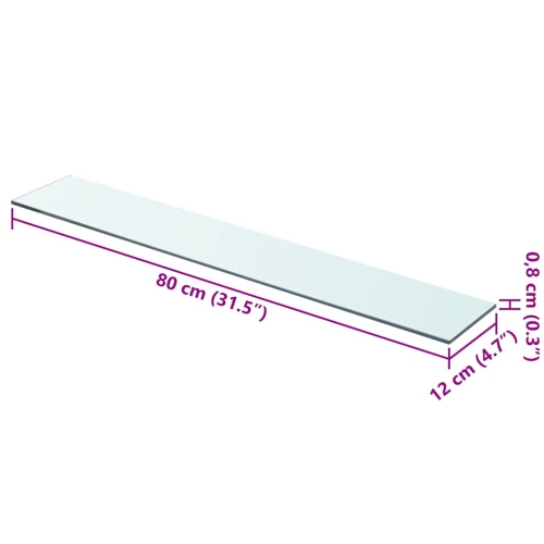 Panneau de tablette en verre VisdaXL transparent 80 x 12 cm