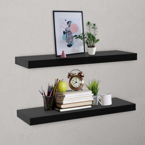 vidaXL Floating Wall Shelves 2 pcs Black 80x20x3.8 cm