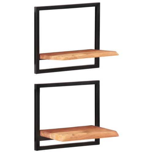 Image 1 de 10.. Tablettes murales vidaXL 2 pièces 40 x 24 x 35&nbsp;cm bois massif Acacia et acier