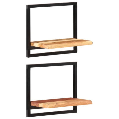 vidaXL Wall Shelves 2 pcs 40x24x35 cm Solid Wood Acacia and Steel
