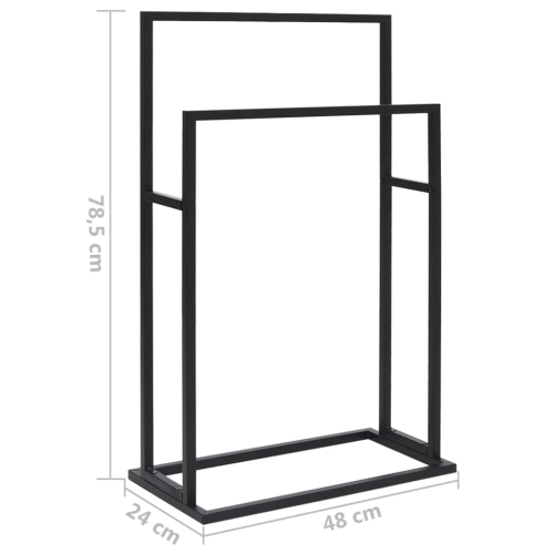 vidaXL Freestanding Towel Rack Black 48x24x78.5 cm Iron