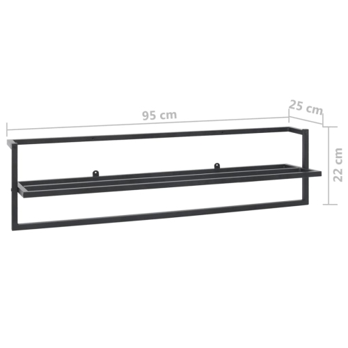 vidaXL Towel Rack Black 95x25x22 cm Iron
