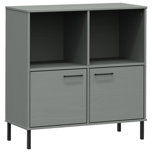 VIDAXL  Bookcase With Metal Legs Grey 90X35X90.5 Cm Solid Wood Oslo