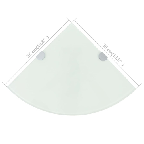 vidaXL Corner Shelf with Chrome Supports Glass White 35x35 cm