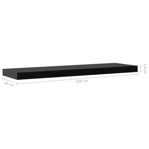 vidaXL Floating Wall Shelves 2 pcs Black 100x20x3.8 cm