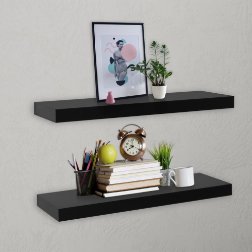 vidaXL Floating Wall Shelves 2 pcs Black 60x20x3.8 cm