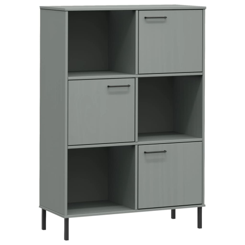 VIDAXL  Bookcase With Metal Legs Grey 90X35X128.5 Cm Solid Wood Oslo