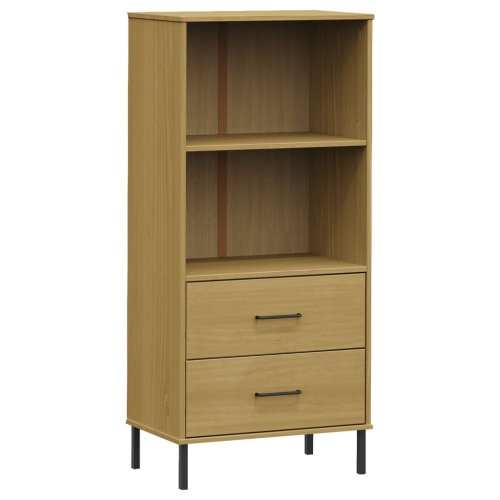 VIDAXL  Bookcase With 2 Drawers 60X35X128.5 Cm Solid Wood Oslo In Brown