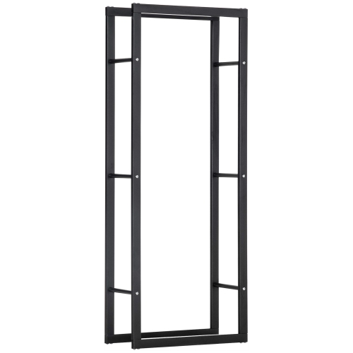 Support extérieur en bois de foyer avec poignées et 220&nbsp;lb de HOMCOM. Capacité maximale, 23,6 x 9,8 x 59,1 po, noir