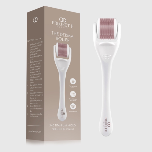 Project E Beauty The Derma Roller | 540 Titanium Microneedle Facial Tool | Collagen Boost | Reduce Scars & Wrinkles