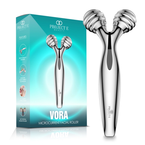 Project E Beauty VORA Microcurrent Facial Roller | 3D Face & Body Massager | Instant Face Lift & V-Shape | Tones & Tightens