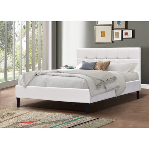 QUEENSONS  Orlando Double Size Bed (White Pu)