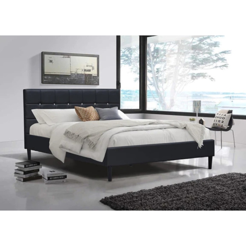 QUEENSONS  Orlando Queen Size Bed (Black Pu)