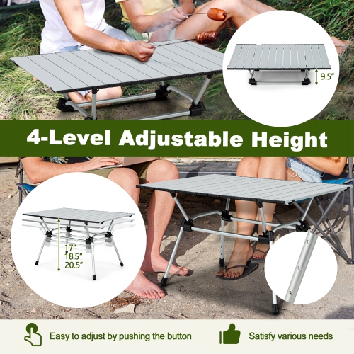 Costway Heavy-Duty Aluminum Camping Table, Folding Outdoor Picnic Table with Carrying Bag