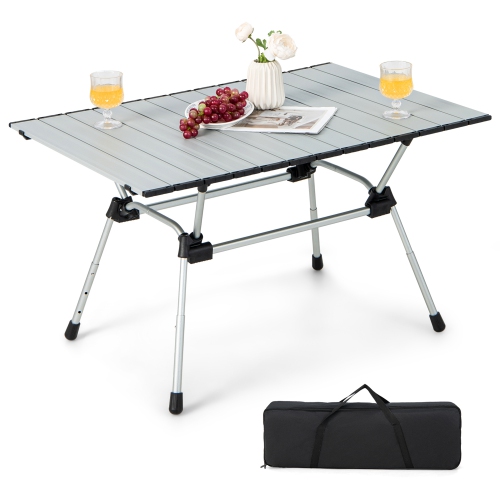 Costway Heavy-Duty Aluminum Camping Table, Folding Outdoor Picnic Table with Carrying Bag