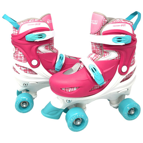 Ensemble avec patins à quatre roulettes réglables de Chicago - Rose - Taille 1-4