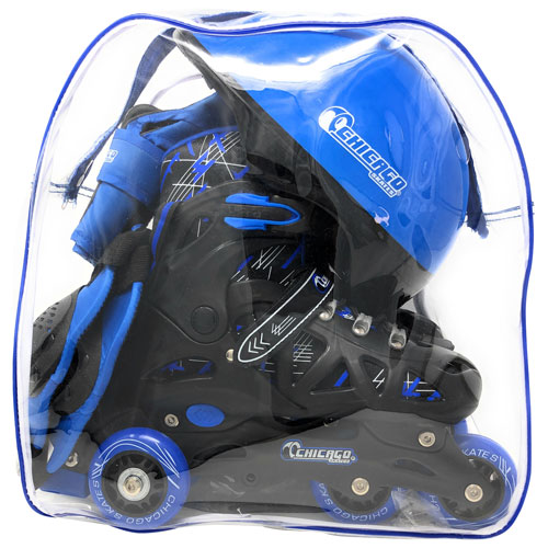 Chicago 2-In-1 Training Inline Skates Combo Set - Blue - Size 1-4