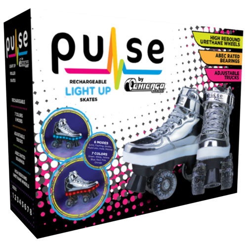Chicago Pulse Light-Up Roller Skates - Silver - Size 1-8