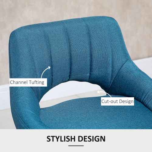 HOMCOM Bar Stools Set of 2, Swivel Counter Height Barstools with Adjustable Height, Linen Upholstered Bar Chairs with Round Metal Base and Footrest,