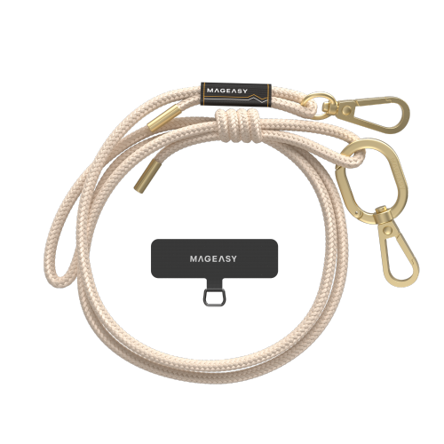 SwitchEasy MagEasy 6mm Strap + Strap Card with Adjustable Detachable Neckstrap and Phone Lanyard Compatible with All Smartphones such as Apple