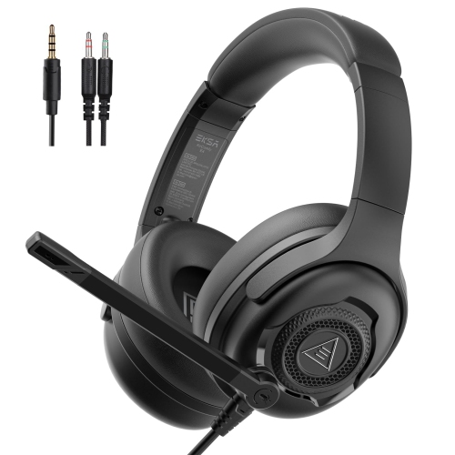 EKSA  Aircomfy Wired Headset for PC/laptop, Stereo Headphones \w Noise Cancelling Microphone, Rotating Soft Cushion Noise Isolation Earmuffs, Gaming