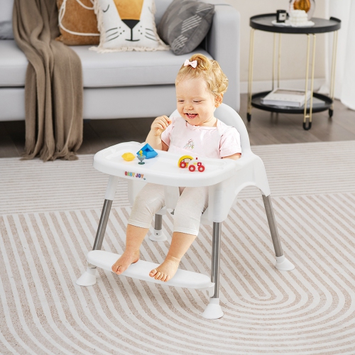 Babyjoy 4-in-1 Convertible Baby High Chair Feeding with Removable Double Tray& Footrest